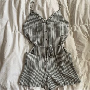 Striped button-up romper